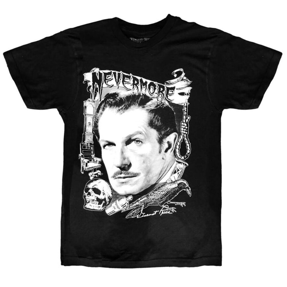 Official Vincent Price Nevermore Men's Black Tee S-M-L-XL-2XL-3XL NWT